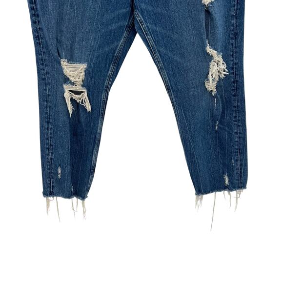 Abercrombie High Rise‎ Mom Jeans Distressed Ripped Denim Size 34 18S Short - Picture 6 of 14
